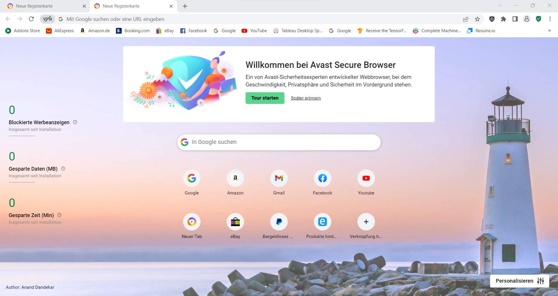 screenshot avast browser with theme background
