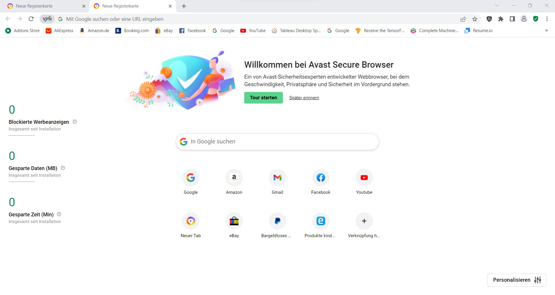 screenshot avast browser light mode