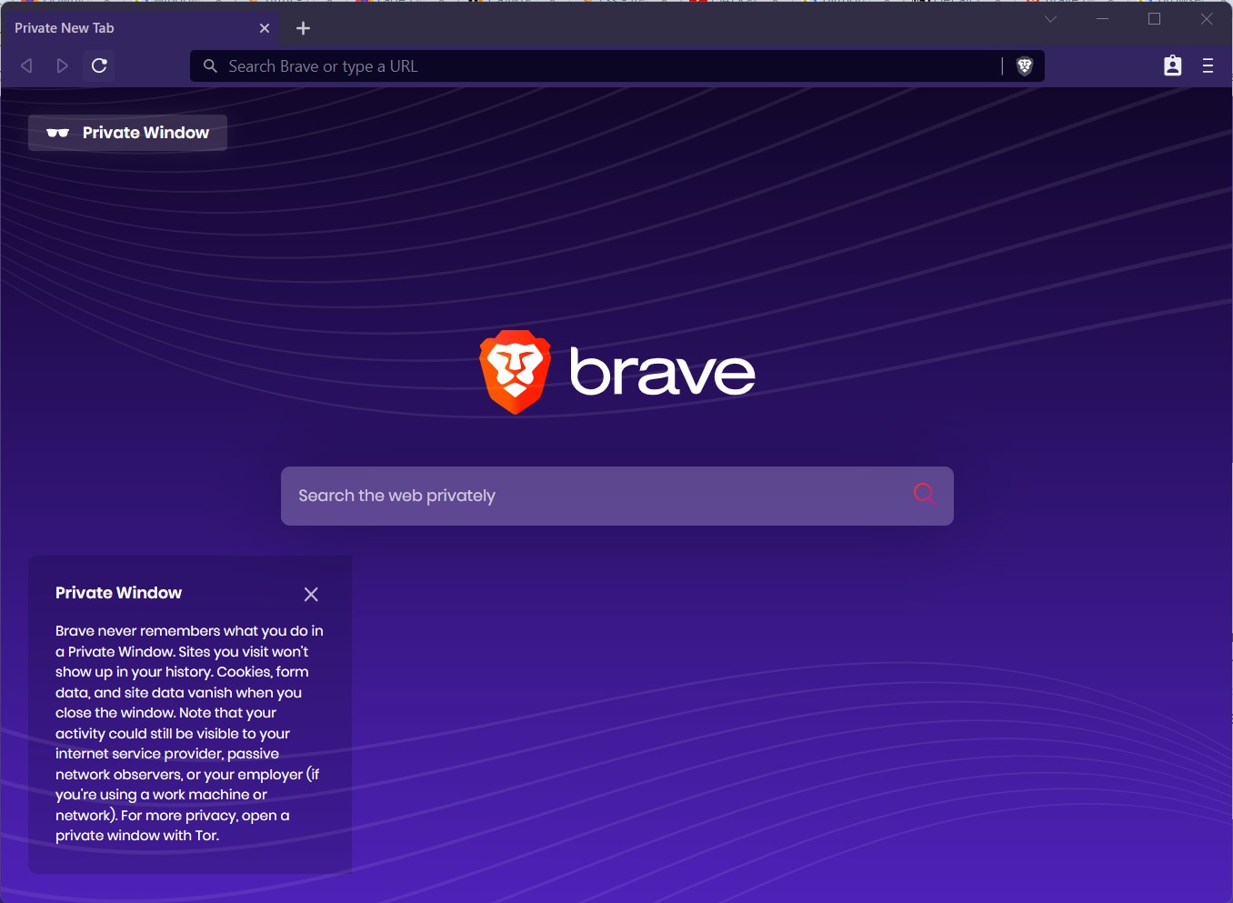 screenshot brave browser private window mode