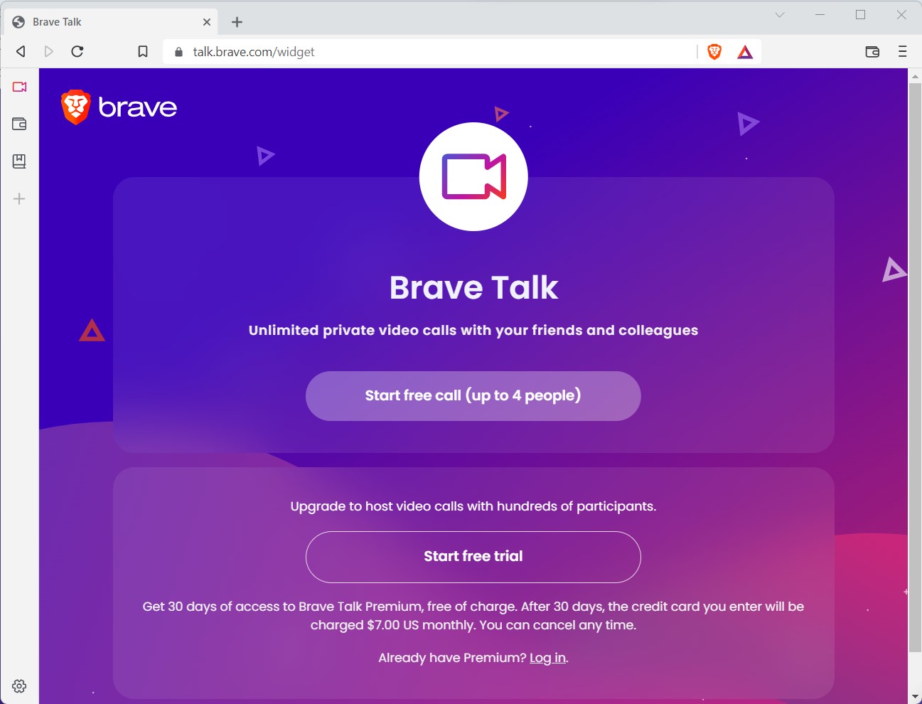 screenshot brave browser brave talk