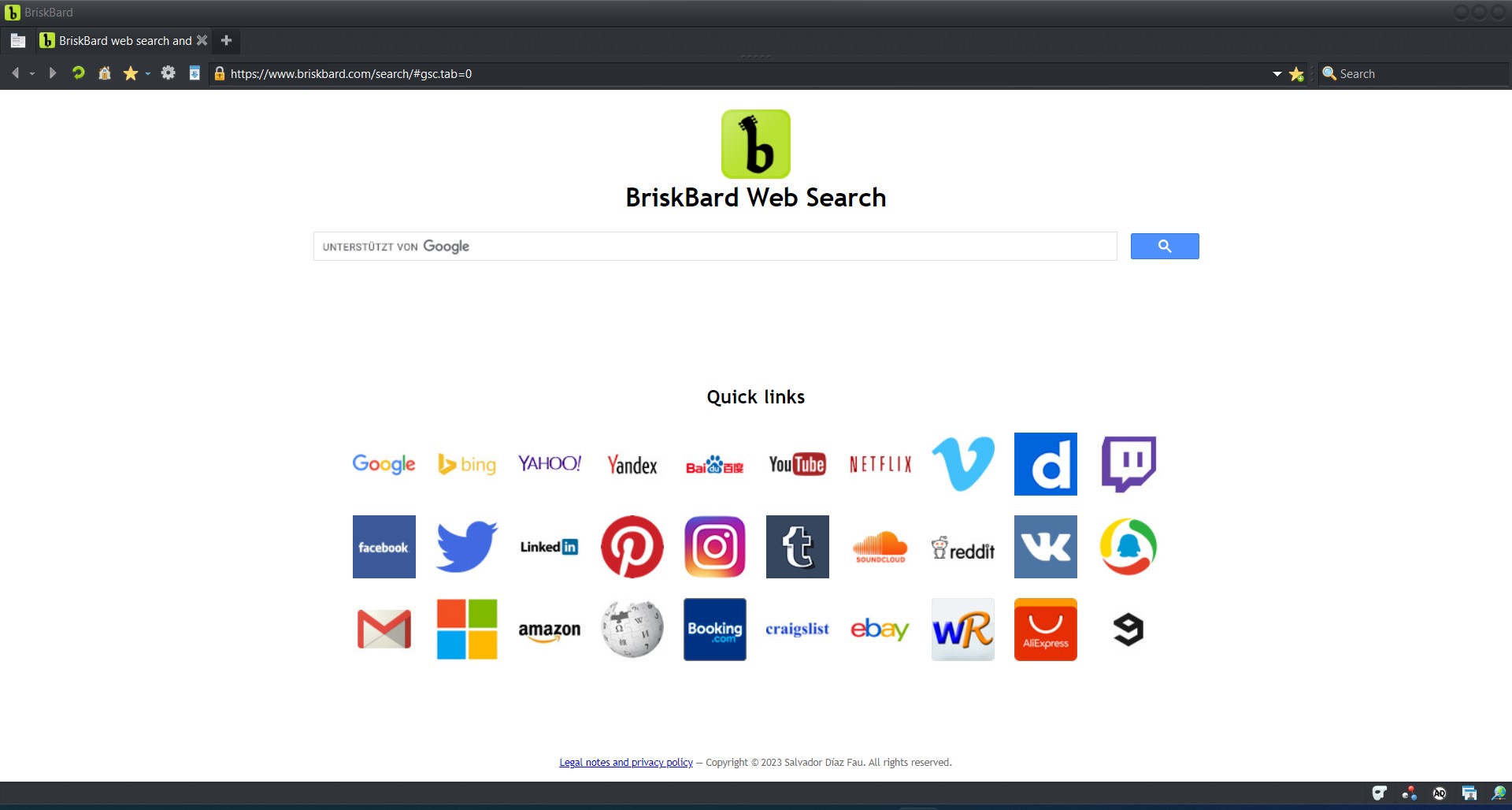 screenshot briskbard browser