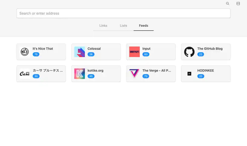 screenshot colibri browser feeds