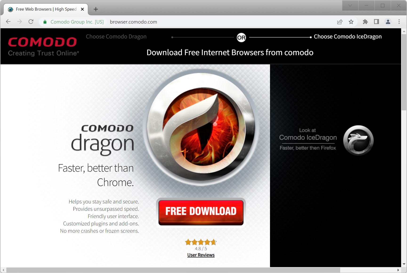 screenshot comodo browser browser.comodo.com