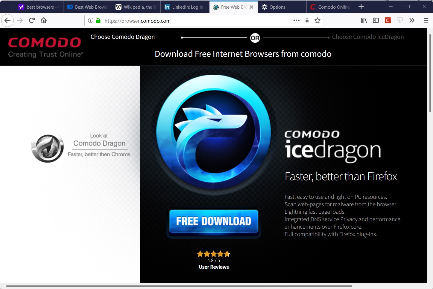 screenshot icedragon browser browser.comodo.com