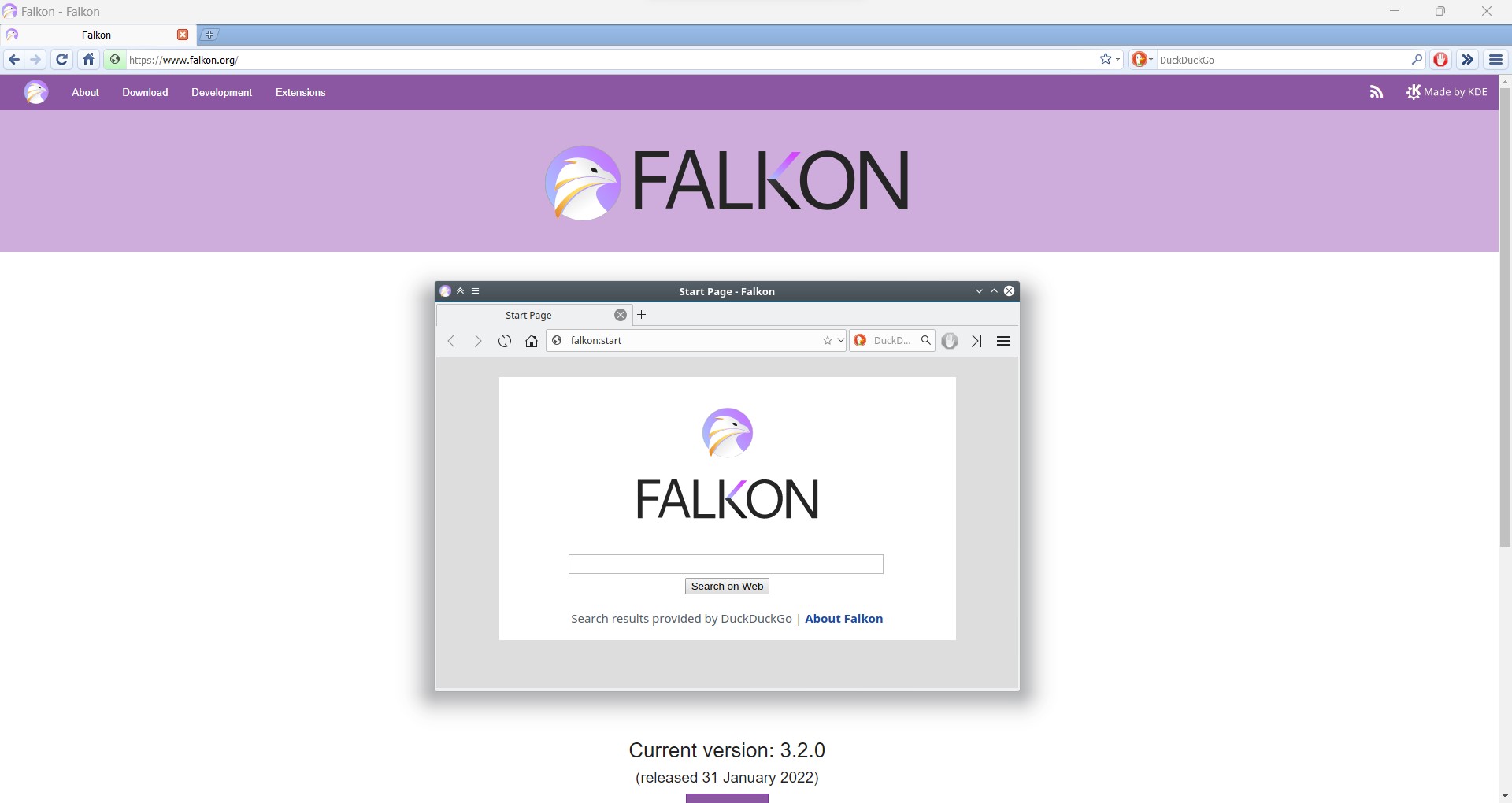 screenshot falkon browser falkon.org