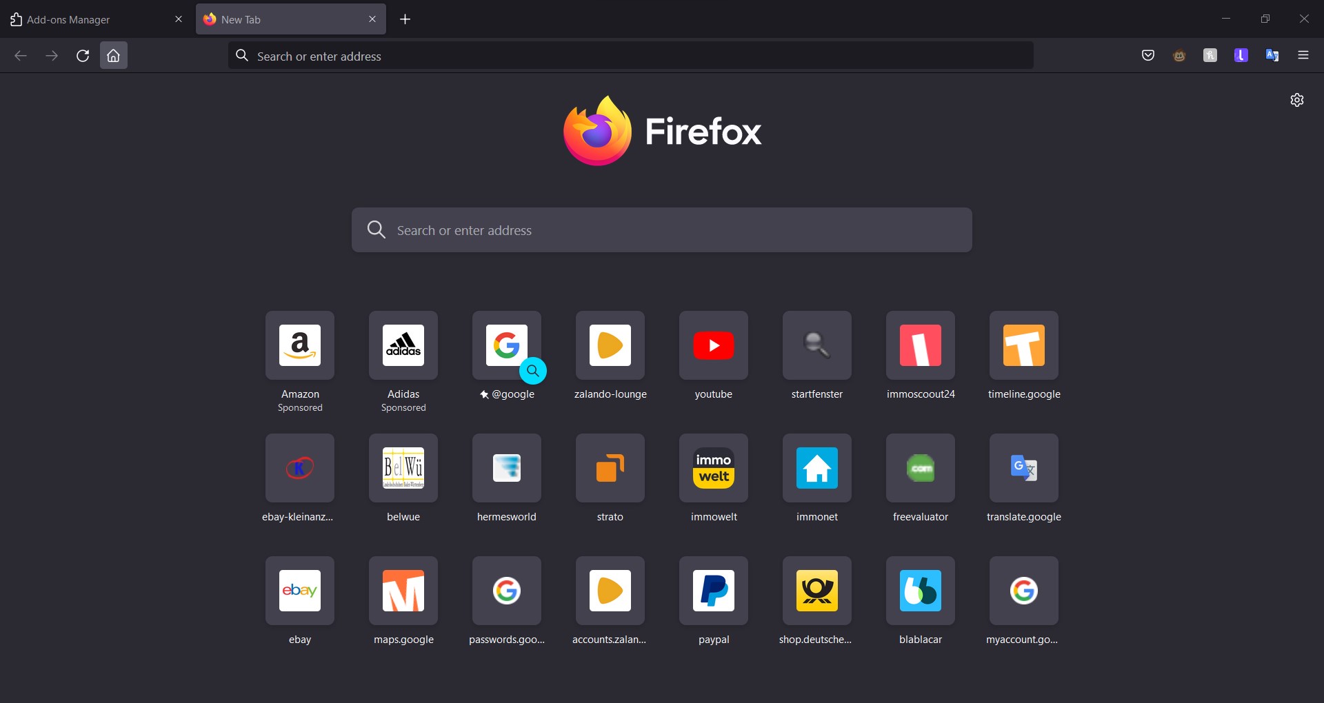 screenshot firefox browser dark mode