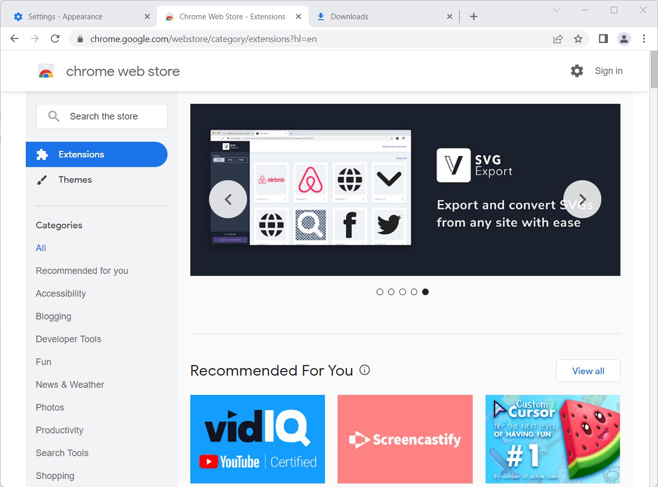 screenshot iron browser chrome web store