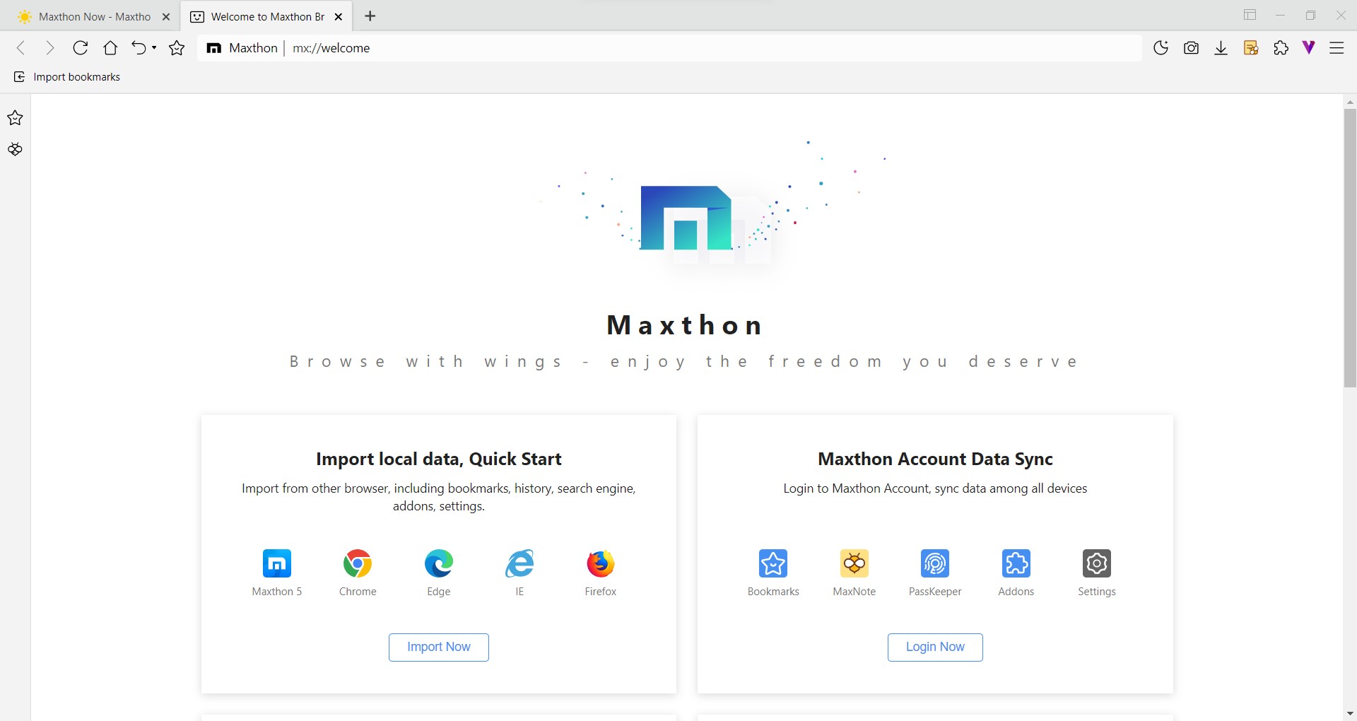 screenshot maxthon browser welcome screen
