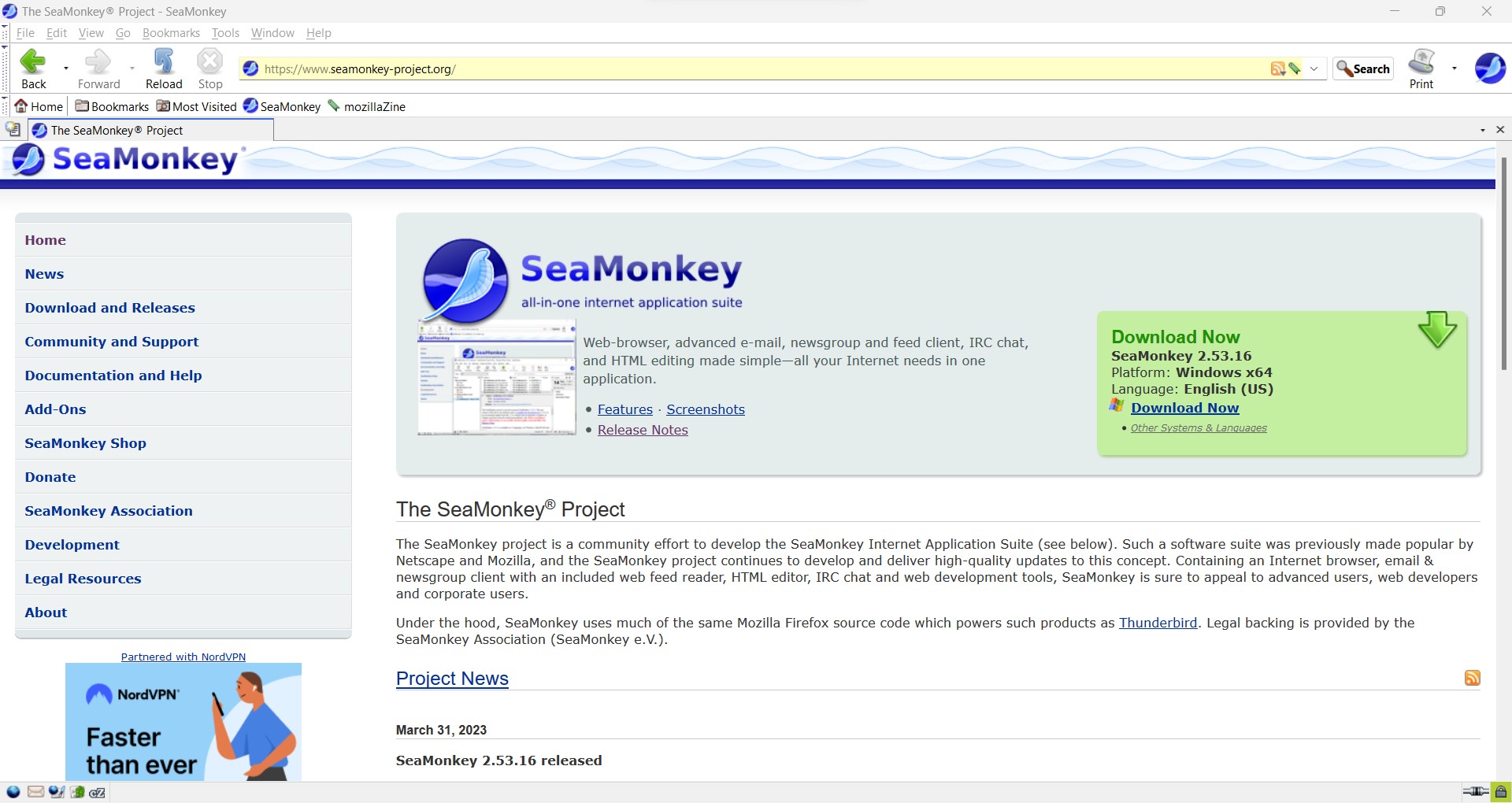 screenshot seamonkey browser seamonkey-project.org