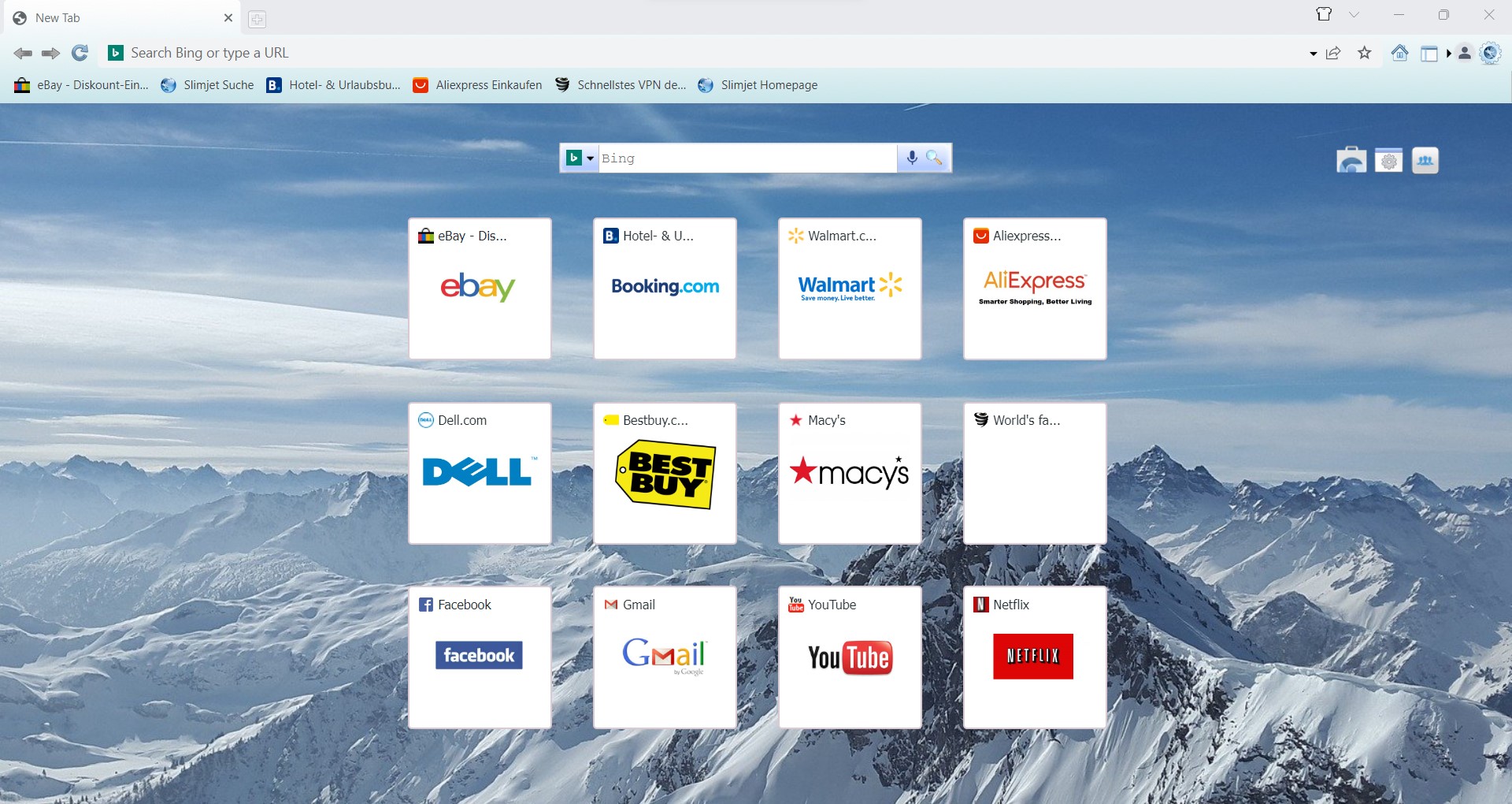 screenshot slimjet browser bing search