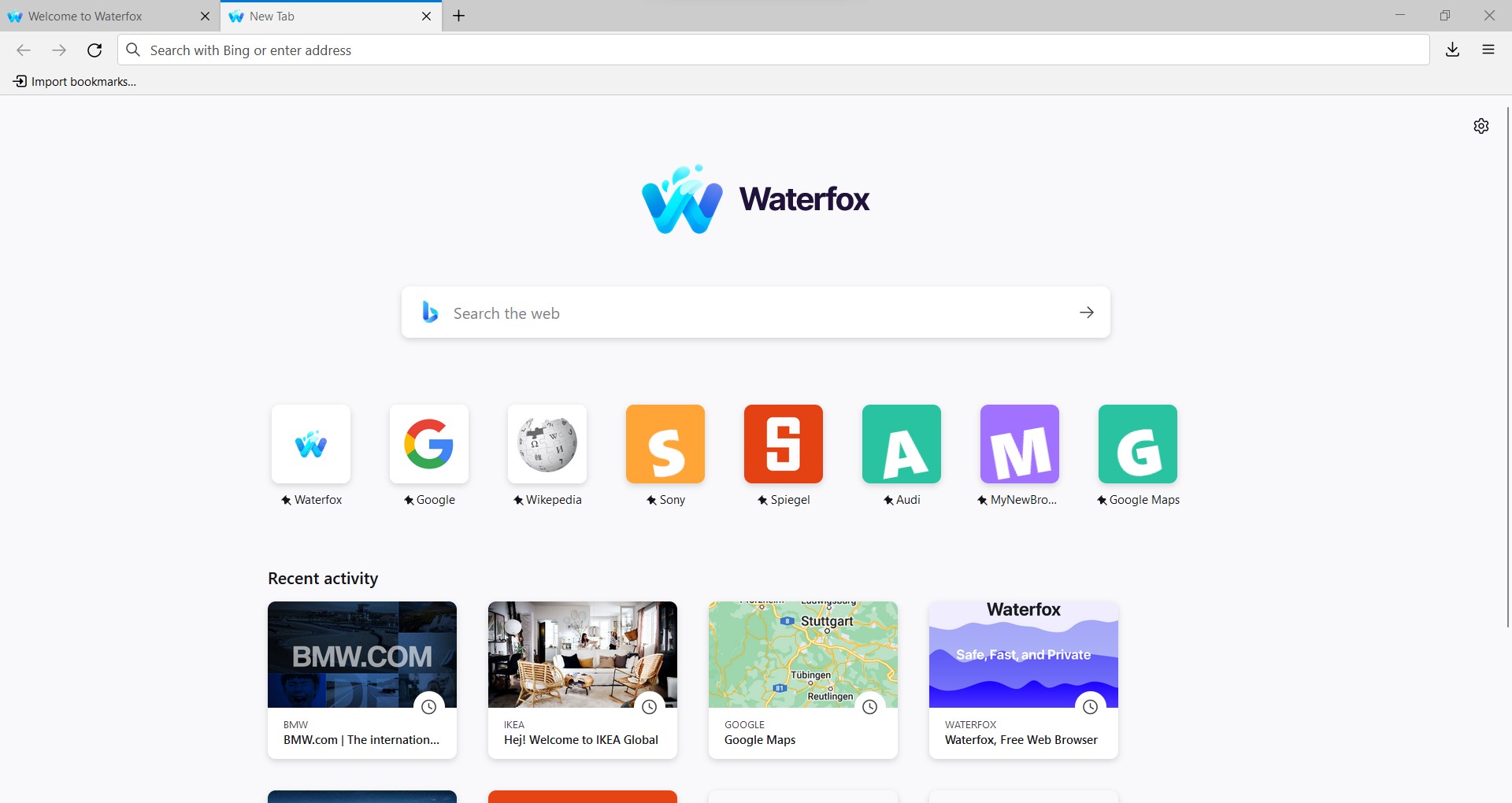 screenshot waterfox browser