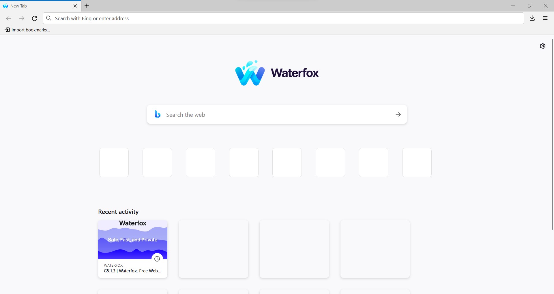 screenshot waterfox browser bing search